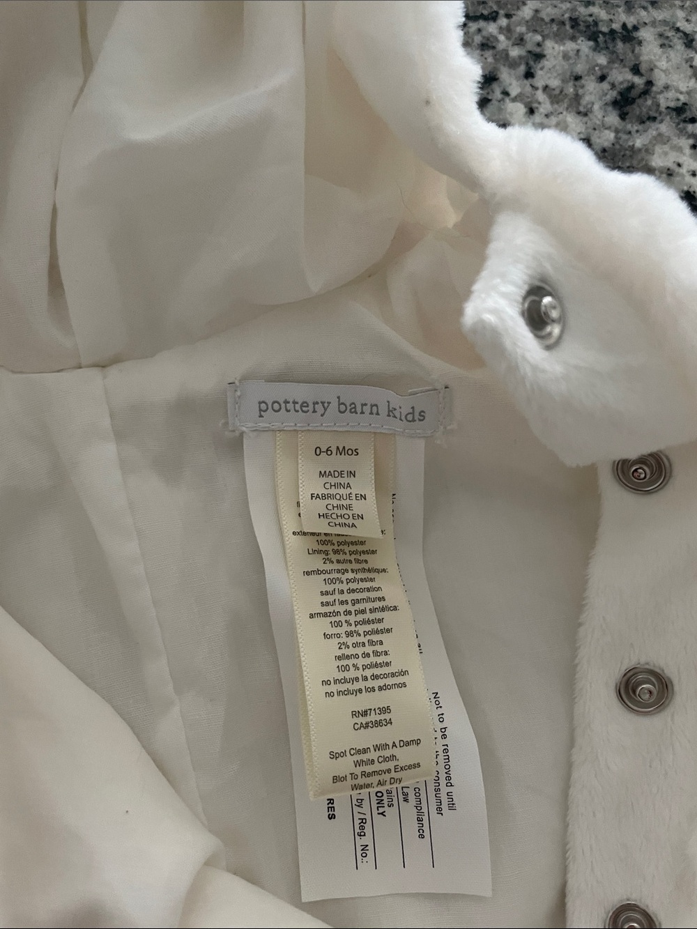 Pottery Barn Kids Cream Plush Unicorn Hooded Costume - Picture 2 of 4